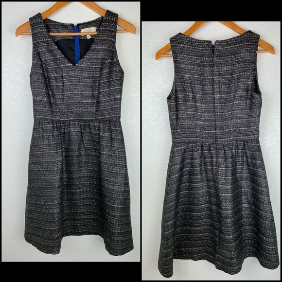 Anthro Moulinette Soeurs Metallic Tweed A-Line Dress w/Pockets - Picture 4 of 8